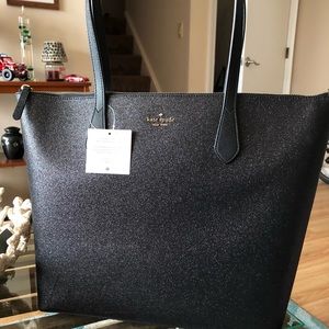 Kate Spade Joeley Glitter Black Large Top Zip Tote
